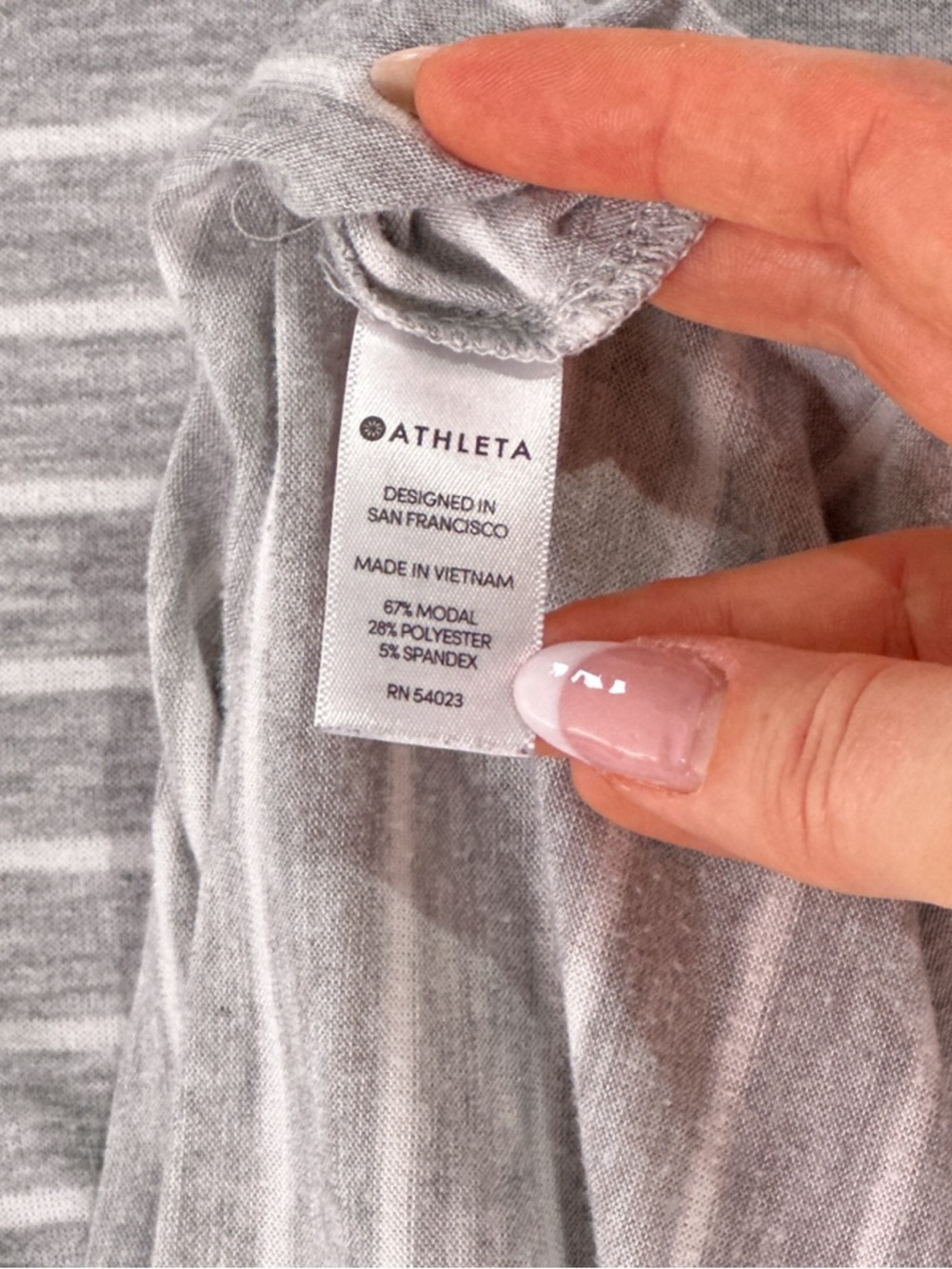 Athleta Threadlight Tunic Tee Side Slits Striped Modal Grey M - Picture 5 of 11